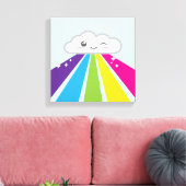 Toile Kawaii Cloud et Rainbow Wrapped Canvas (Insitu(Salon))