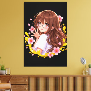 Toile Kawaii Fille Anime Sakura Fleur de Cerisier