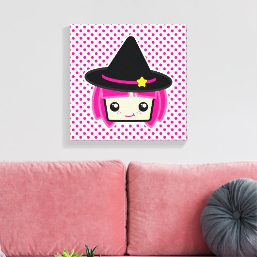 Toile Kawaii rose Haired Witch enveloppée (Insitu(Salon))