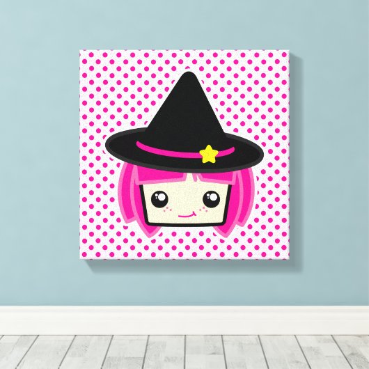 Toile Kawaii rose Haired Witch enveloppée (Insitu (Plancher de Bois))