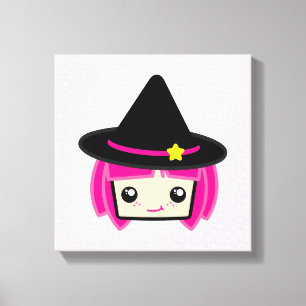 Toile Kawaii rose Haired Witch enveloppée