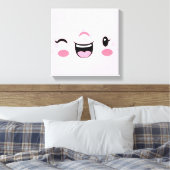 Toile Kawaii Visage Enveloppé rose Winking (Insitu(Chambre))