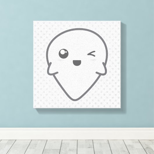 Toile Kawaii Winking Ghost Wrapped Canvas (Insitu (Plancher de Bois))
