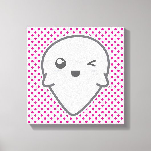 Toile Kawaii Winking Ghost Wrapped Canvas (Recto)