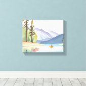 Toile Kayaking le lac | Aquarelle du paysage (Insitu (Plancher de Bois))