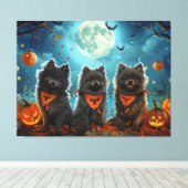 Toile Keeshond Halloween Éffrayant (Insitu (Plancher de Bois))