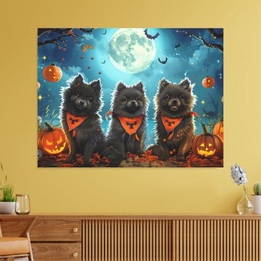 Toile Keeshond Halloween Éffrayant (Insitu(Salon))
