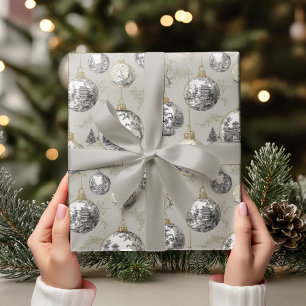 Toile Kerstbal Vintage Neutrale Kerstmis Cadeaupapier