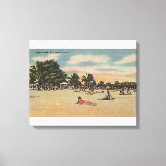 Toile Key West, FL - Vue de la plage sud avec bains de s (Recto)