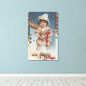 Toile Kid Holding Fireworks et Rockets (Insitu (Plancher de Bois))