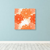 Toile Kimono floral moderne Impression, Coral Orange sur (Insitu (Plancher de Bois))