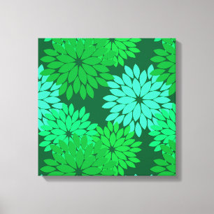Toile Kimono floral moderne Imprimer, Emerald et Jade Gr