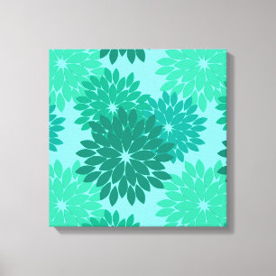 Toile Kimono Floral moderne Imprimer, Turquoise, Turquoi