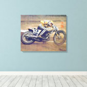 Toile "King" Kenny Roberts, en action sur la moto de ter (Insitu (Plancher de Bois))