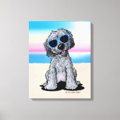Toile KiniArt Black Doodle Dog Beach (Recto)