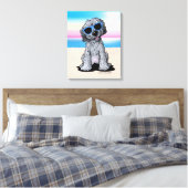 Toile KiniArt Black Doodle Dog Beach (Insitu(Chambre))