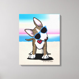 Toile KiniArt Brindle Bull Terrier Dog Beach