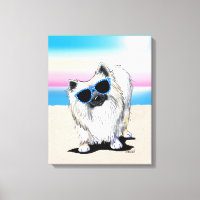KiniArt Chester Pomeranian Dog Beach Canvas Imprim