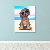 Toile KiniArt Chocolat Doodle Dog Beach (Insitu (Plancher de Bois))