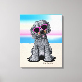 Toile KiniArt Goldendoodle Dog Beach