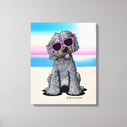Toile KiniArt Goldendoodle Dog Beach (Recto)