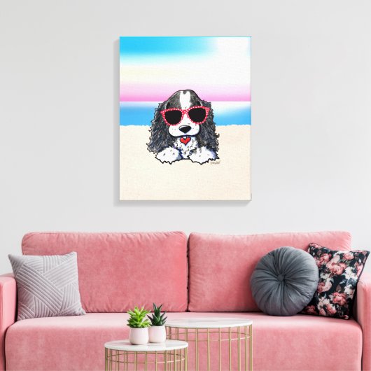 Toile KiniArt Parti Cocker Spaniel Dog Plage Canvas Prin (Insitu(Salon))