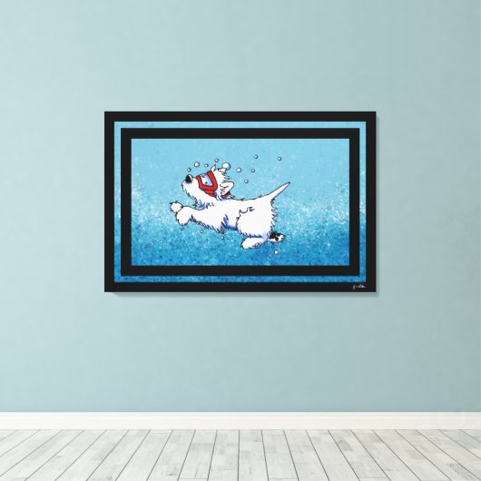 Toile KiniArt Westie Diver (Insitu (Plancher de Bois))