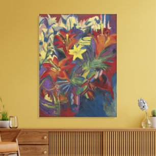 Toile Kirchner Expressionniste Lys orangés vibrants Art