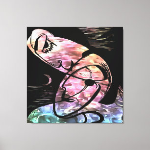 Toile Kiss By Moonlight et Ocean Abstrait Art
