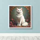 Toile Kit de peinture diamant 5D Chat Blanc  (Insitu (Plancher de Bois))