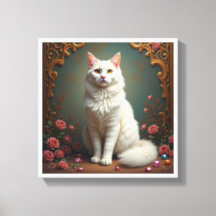 Toile Kit de peinture diamant 5D Chat Blanc