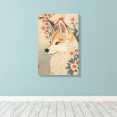 Toile Kitsune & cherry blossom (Insitu (Plancher de Bois))