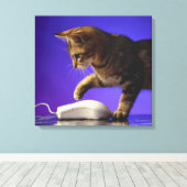 Toile Kitten avec souris d'ordinateur (Insitu (Plancher de Bois))