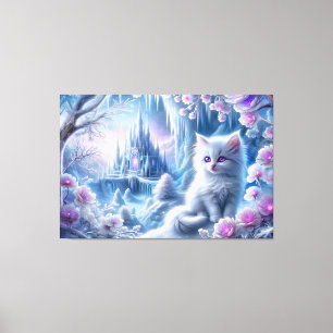 Toile Kitten blanc dans le royaume des glaces d'Imaginai