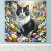 Toile Kitten dans le jardin fleuri (Insitu (Plancher de Bois))