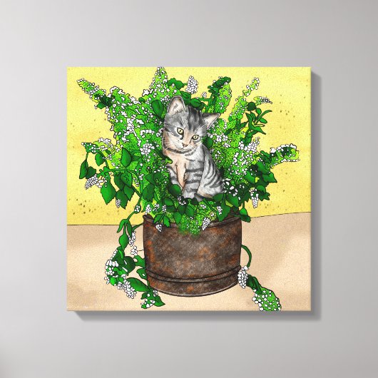 Toile Kitten gris dans le seau de la capture (Recto)