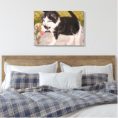 Toile Kitten Jouer avec Fleur rose (Insitu(Chambre))
