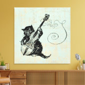 Toile Kitten Jouer Violon Musique Turquoise Cat Illustra (Insitu(Salon))
