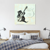 Toile Kitten Jouer Violon Musique Turquoise Cat Illustra (Insitu(Chambre))
