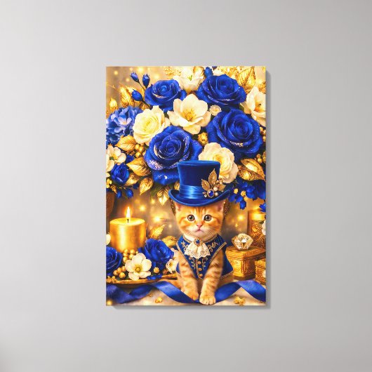 Toile Kitten Rose Bleu Royal (Recto)
