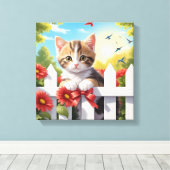 Toile Kitten sur la clôture (Insitu (Plancher de Bois))
