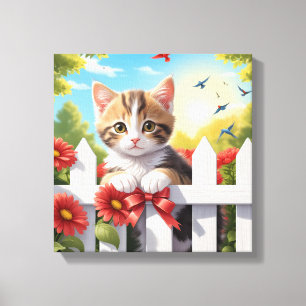 Toile Kitten sur la clôture