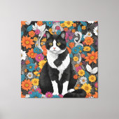 Toile Kitty au milieu des fleurs (Recto)