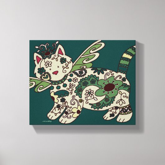 Toile Kitty Chat Ukrainien Folk Art (Recto)