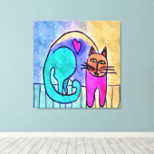 Toile Kitty Love Peinture de chats Abstraite (Insitu (Plancher de Bois))