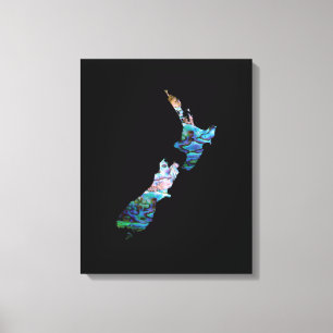 TOILE KIWI NOUVELLE-ZÉLANDE CARTE PAUA