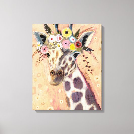 Toile Klimt Giraffe | Orné De Fleurs (Recto)