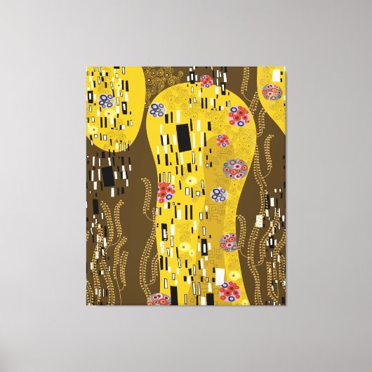 Toile Klimt Inspiré Or Motif Art Nouveau Le Baiser (Recto)