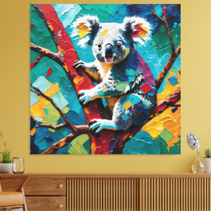 Toile Koala Coloré dans la Nature Abstraite