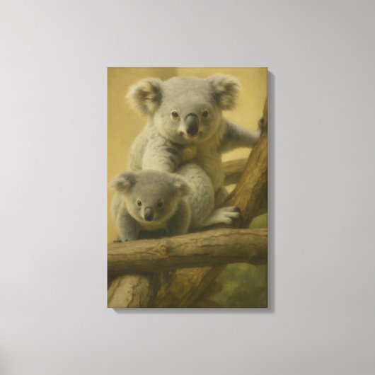 Toile Koala Companions - Tender Wildlife Art Print (Recto)